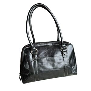 Gianni Bernini Handbag Leather Black Purse Top Handle Satchel Bag